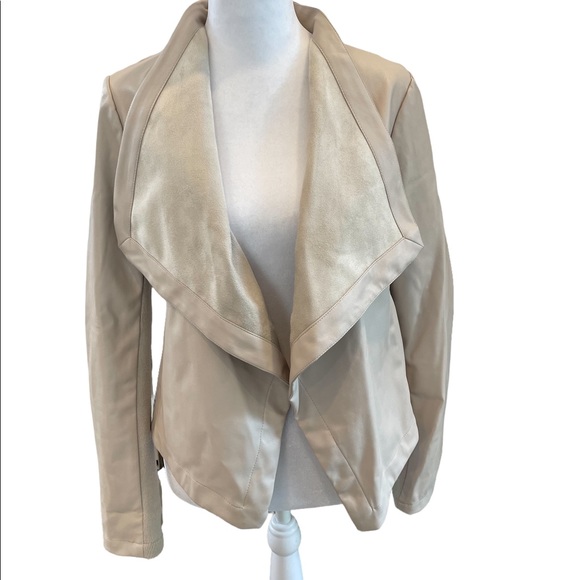 BB DAKOTA Tan “Gracelyn faux leather open collar jacket size XS - Picture 3 of 6